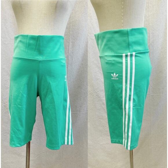 adidas Originals Mint Green 3-Stripes High Waist Bike Short NWT Size Medium - Picture 15 of 15